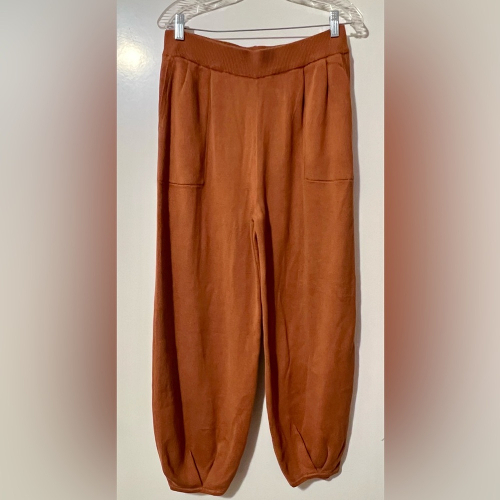NEW Women's Brown Wide-Leg High Waist Knit Pants - Picture 7 of 8